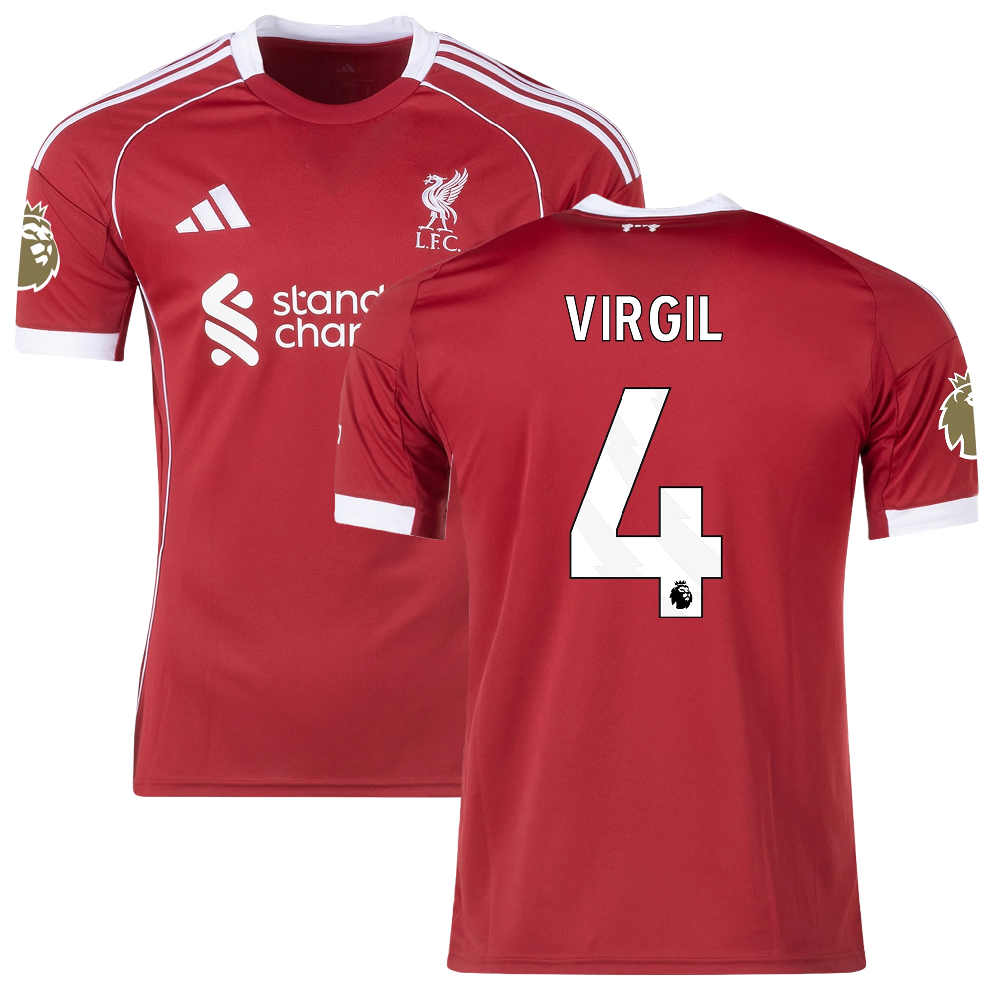 Mens 4 Virgil van Dijk Liverpool 2025-26 Home Jersey Football Shirt