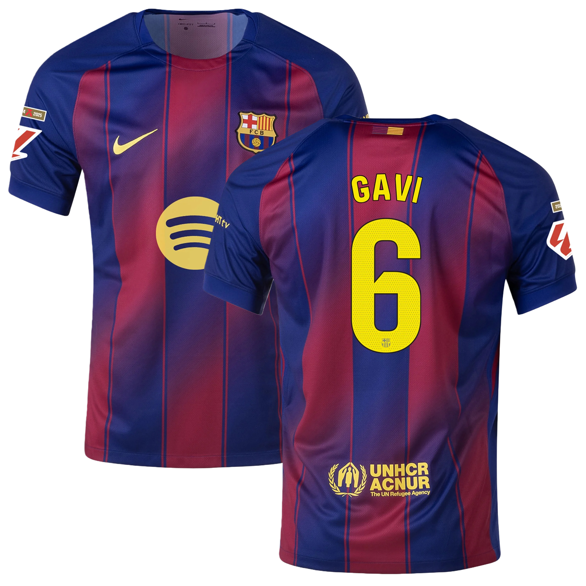 Mens 6 Gavi Barcelona 2025-26 Home Jersey Football Shirt