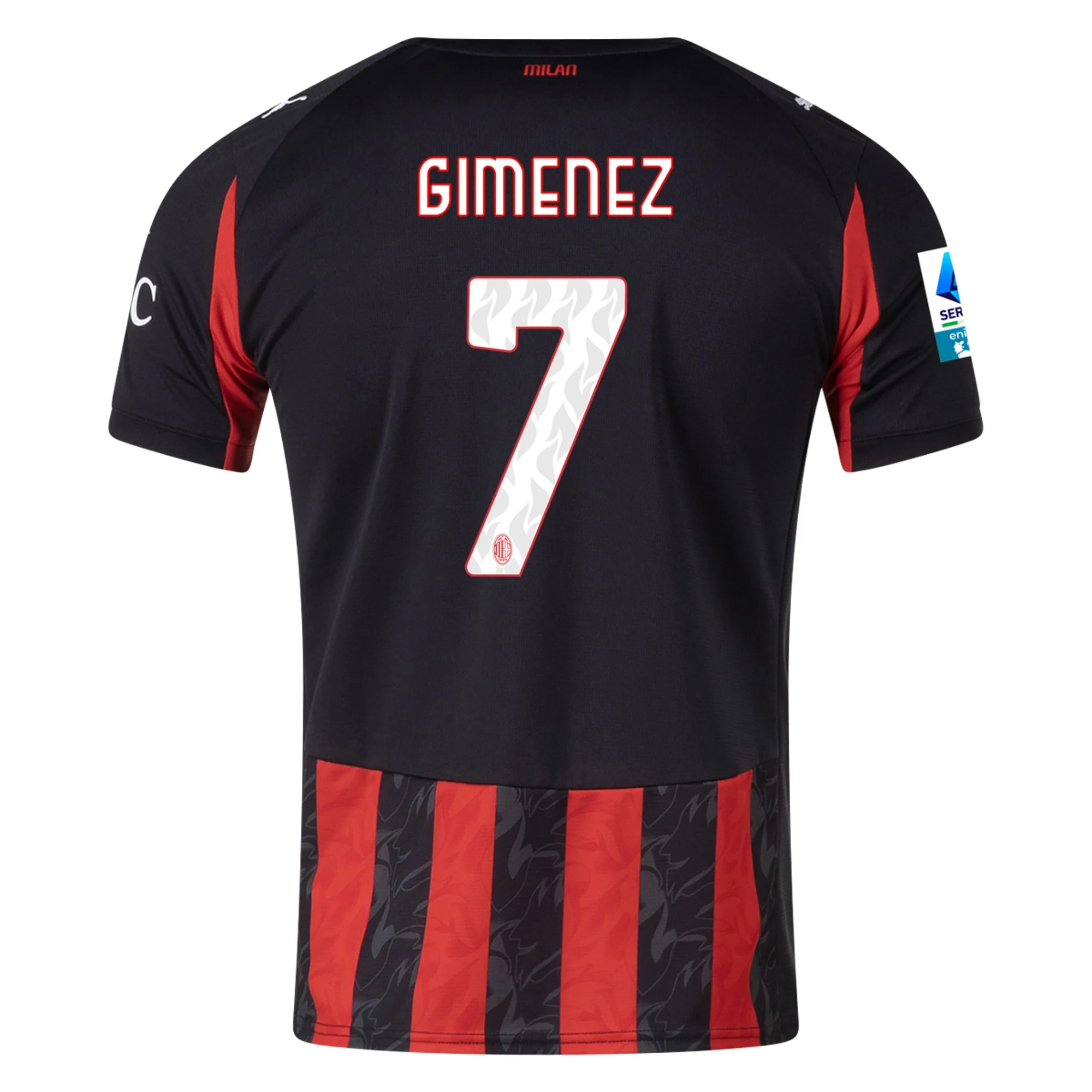 Mens 7 Santiago Giménez AC Milan 2025-26 Home Jersey Football Shirt