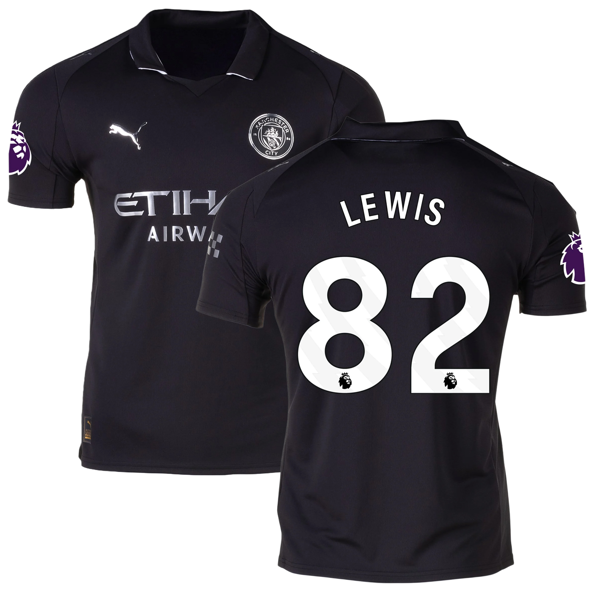 Mens 82 Rico Lewis Manchester City Away Jersey 2025-26 Football Shirt