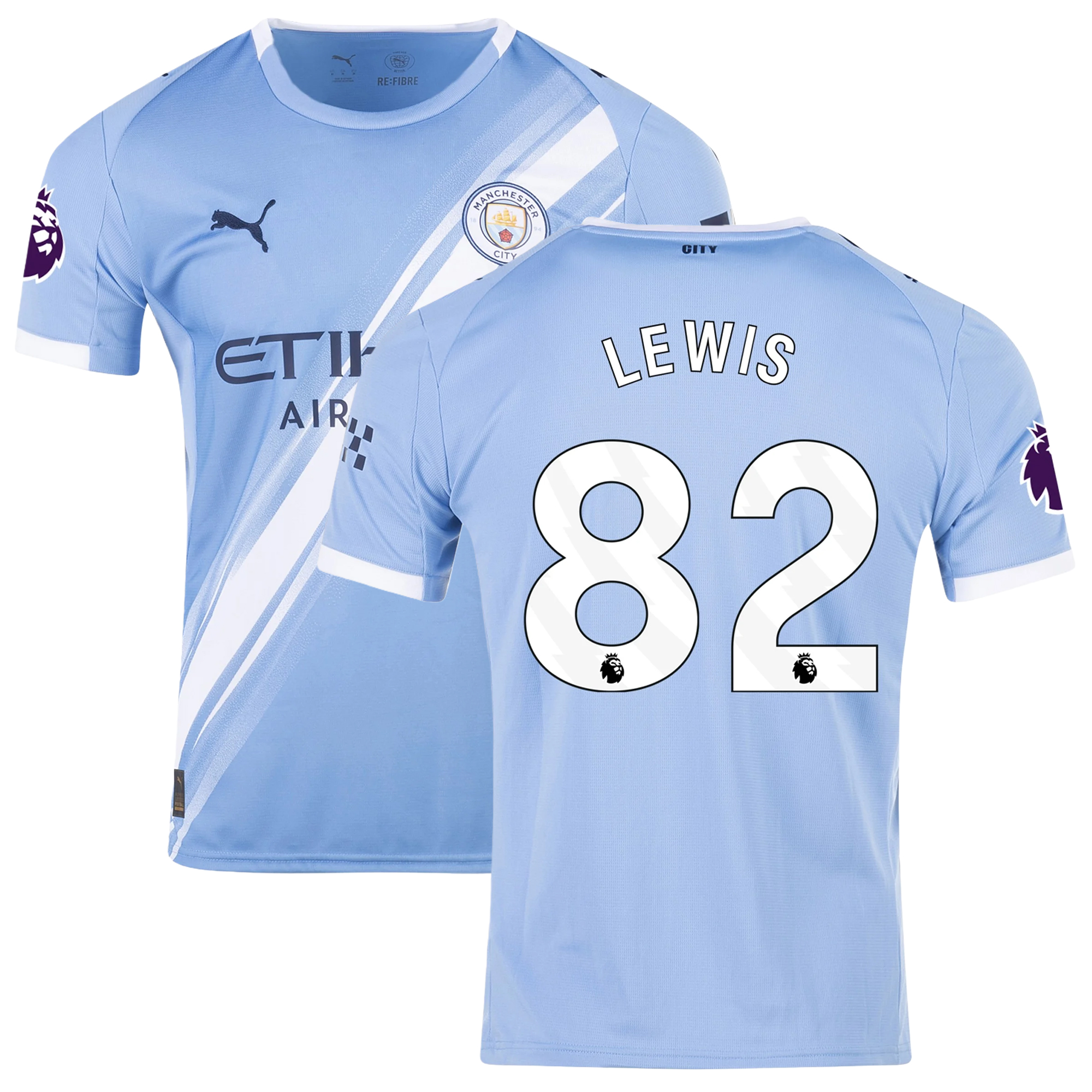 Mens 82 Rico Lewis Manchester City Home Jersey 2025-26 Football Shirt