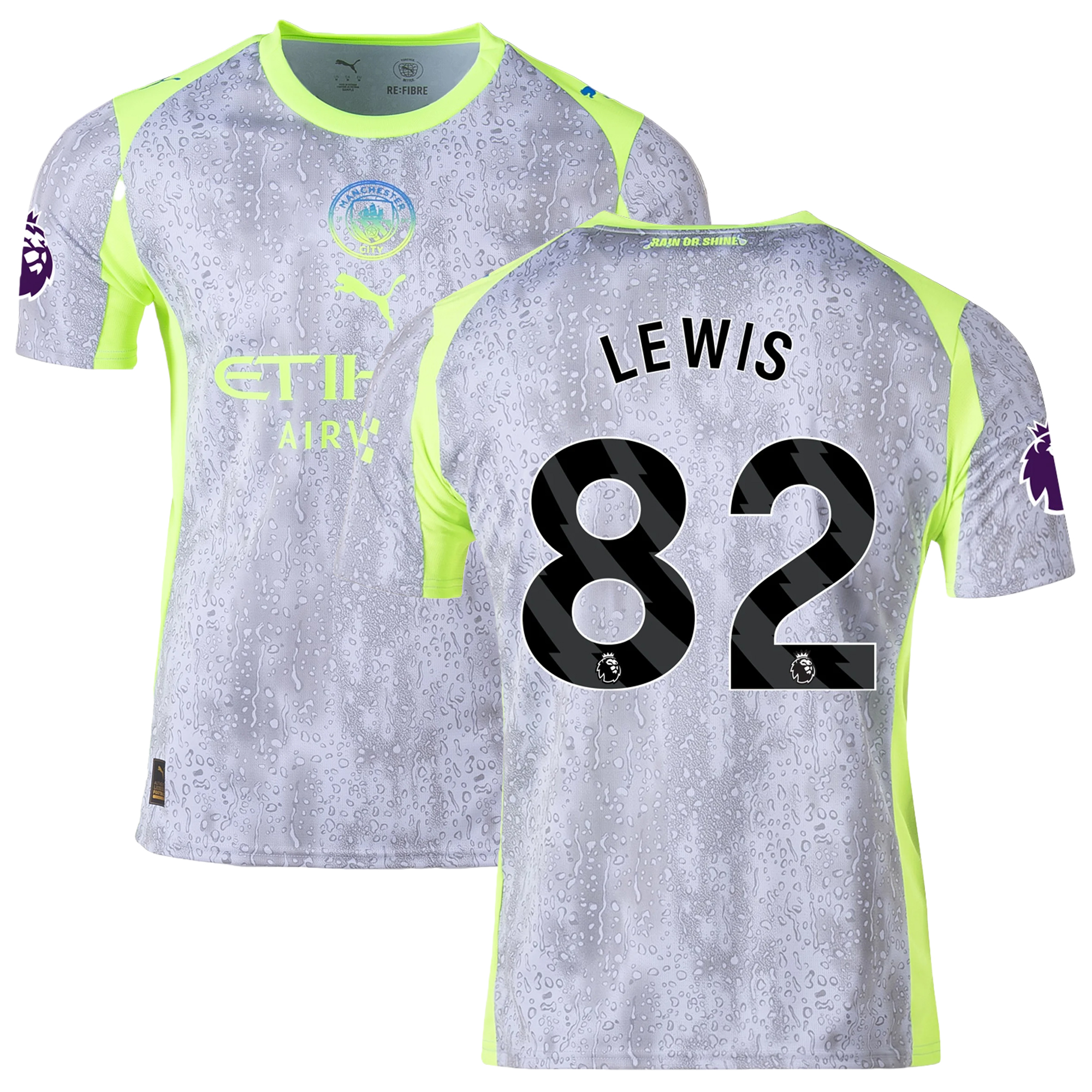 Mens 82 Rico Lewis Manchester City Third Jersey 2025-26 Football Shirt