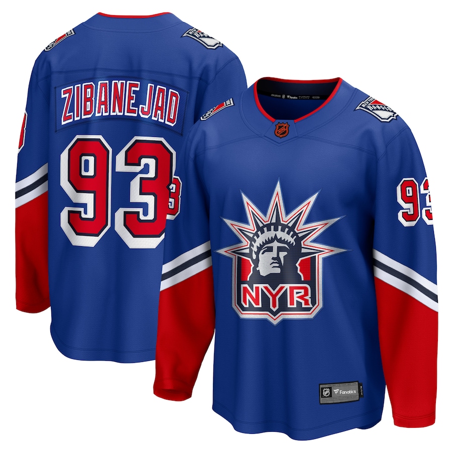 Men's New York Rangers Jerseys #93 Mika Zibanejad Hockey Jerseys