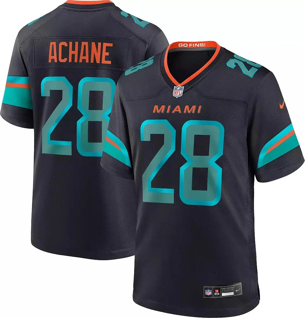 Men's Miami Dolphins Jerseys #28 De'von Achane Football Jerseys