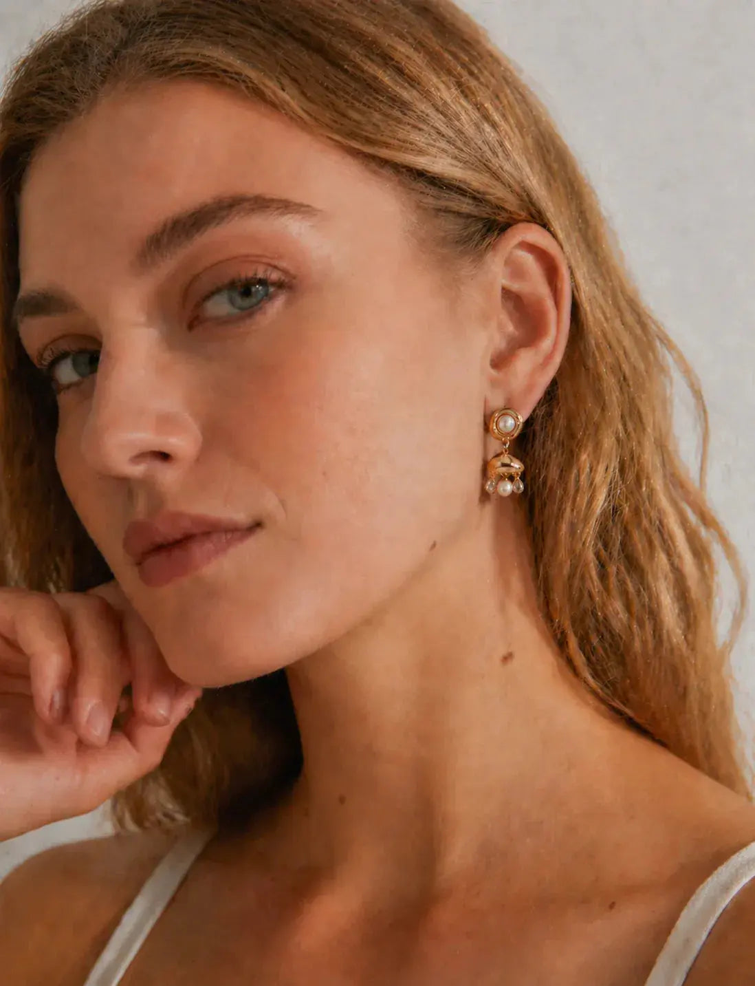 Gold Pearl & CZ Drop Earrings | S925 Silver Baroque Luxe Studs Irregular Beauty Pearl