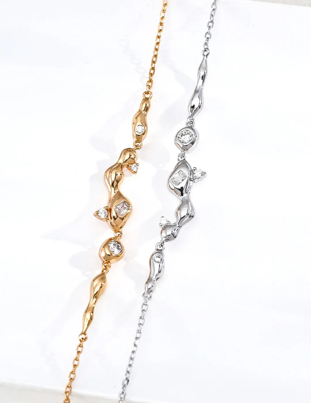 Dainty Freshwater Pearl & CZ Bar Necklace Gold Silver 38cm Adjustable Irregular Beauty Pearl