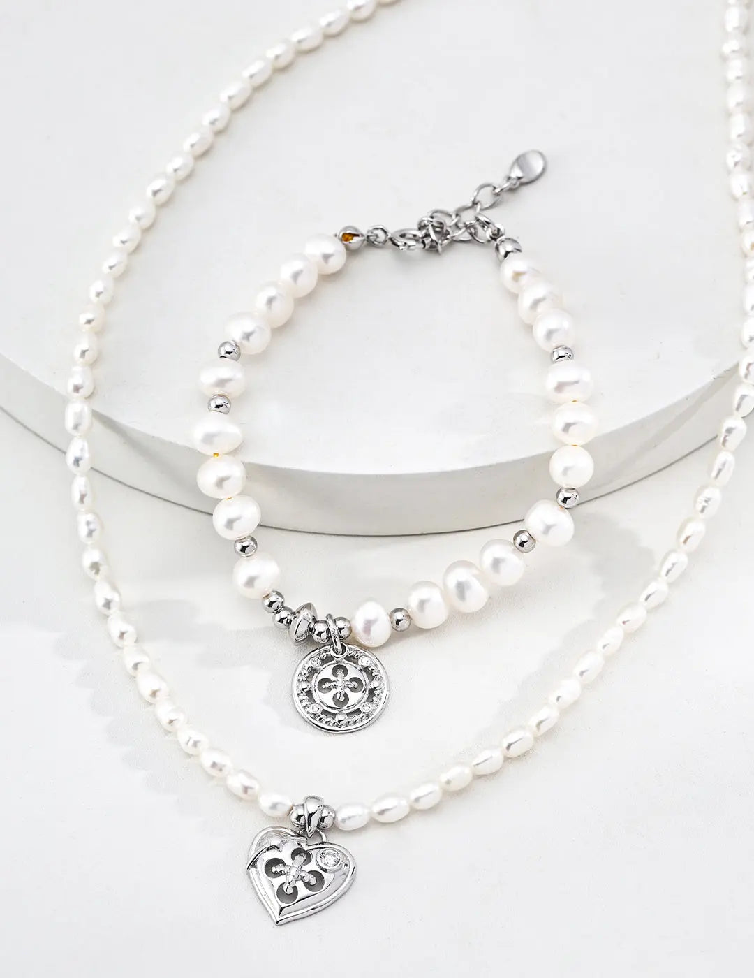 Freshwater Pearl Bracelet Rose Gold Coin Charm S925 Silver 16cm Irregular Beauty Pearl