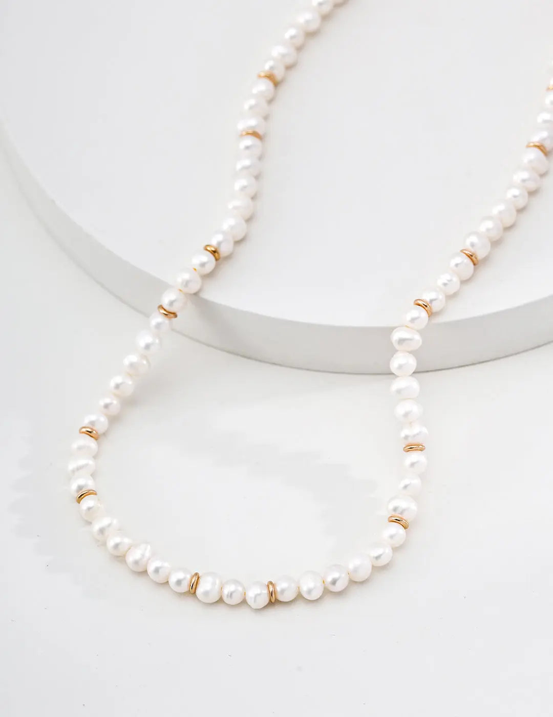 Freshwater Pearl Gold Ring Bead Necklace 925 Silver Choker 38cm Irregular Beauty Pearl
