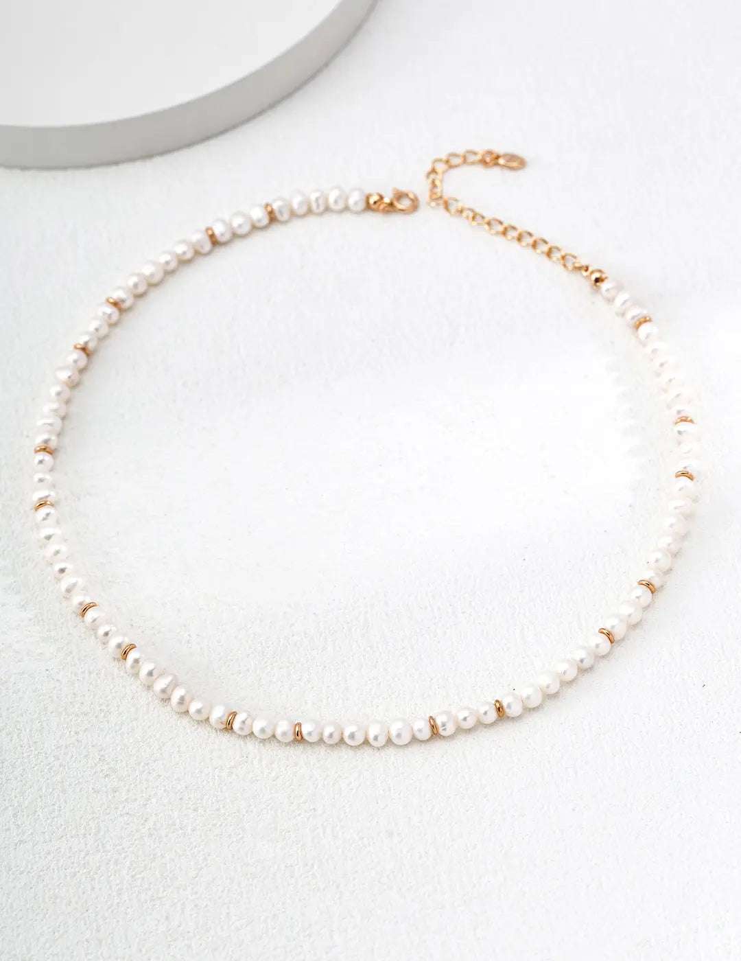 Freshwater Pearl Gold Ring Bead Necklace 925 Silver Choker 38cm Irregular Beauty Pearl