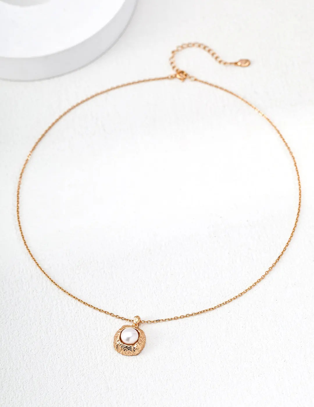 Freshwater Pearl Hammered Halo Pendant 925 Silver Necklace Vintage Gold 40cm Irregular Beauty Pearl