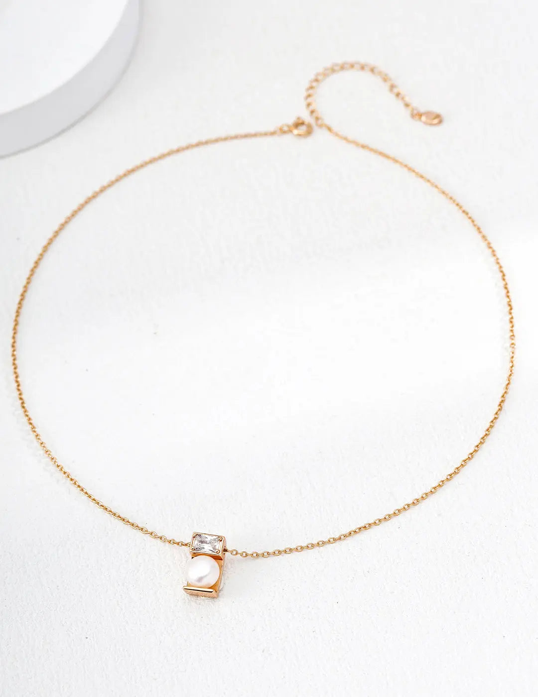 Freshwater Pearl CZ Square Cube Pendant 925 Silver Necklace Vintage Gold 40cm Irregular Beauty Pearl