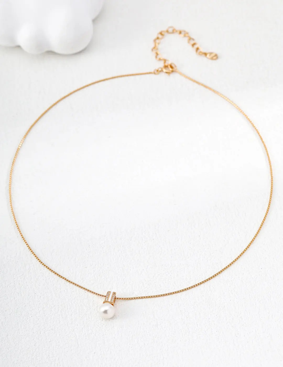 Freshwater Pearl CZ Bar Pendant 925 Silver Minimalist Necklace Gold Irregular Beauty Pearl