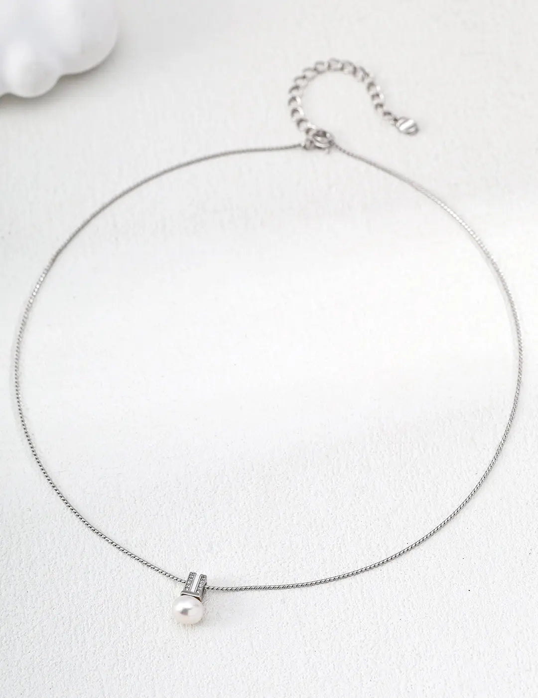 Freshwater Pearl CZ Bar Pendant 925 Silver Minimalist Necklace Gold Irregular Beauty Pearl