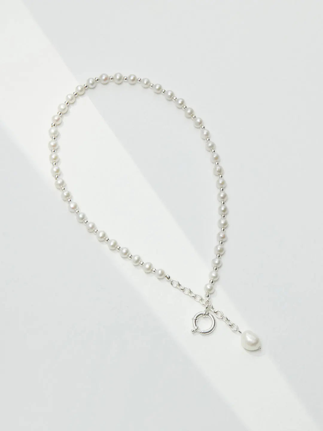 Freshwater Pearl Gold Bead Choker Necklace 925 Silver 39cm Dainty Irregular Beauty Pearl
