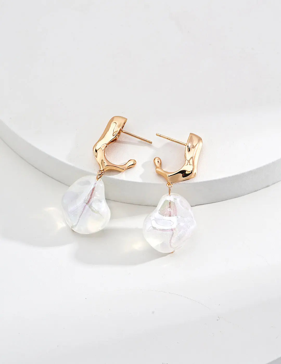 Freshwater Baroque Pearl Organic Drop Earrings 925 Silver Vintage Gold 4cm Irregular Beauty Pearl