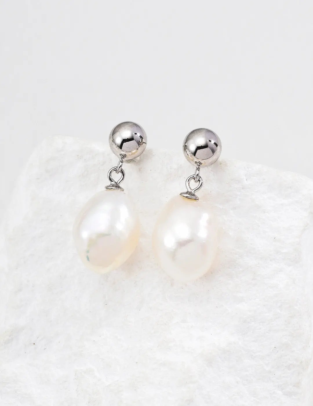 Baroque Freshwater Pearl Drop Earrings 925 Silver Gold Ball Stud 24mm Irregular Beauty Pearl