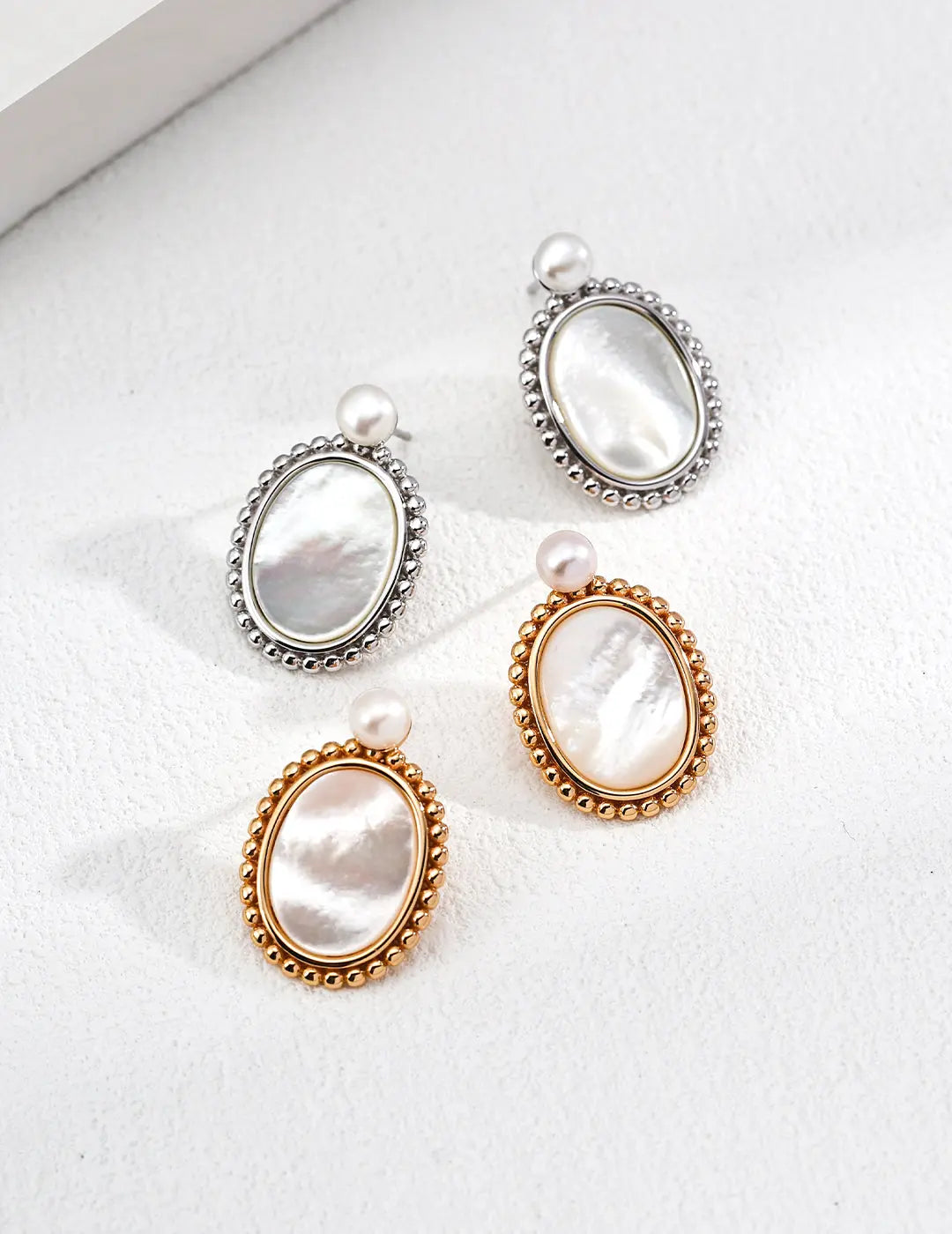 S925 Silver Mother of Pearl Freshwater Pearl Stud Earrings Vintage Irregular Beauty Pearl