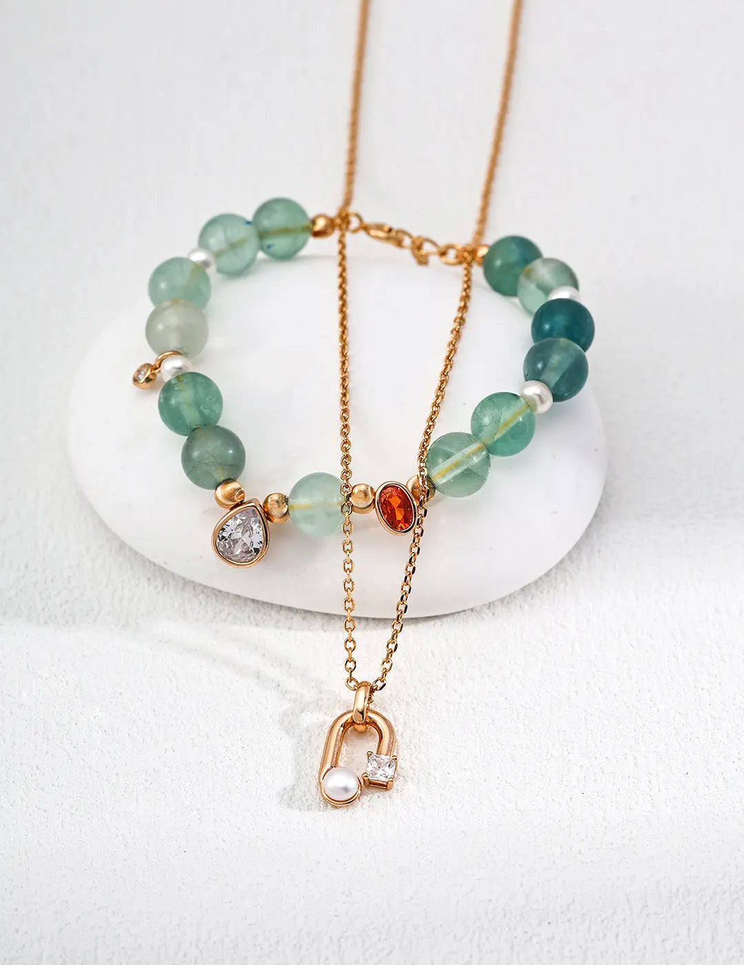 Freshwater Pearl CZ Square Loop Pendant Necklace 925 Silver Gold 40cm Irregular Beauty Pearl