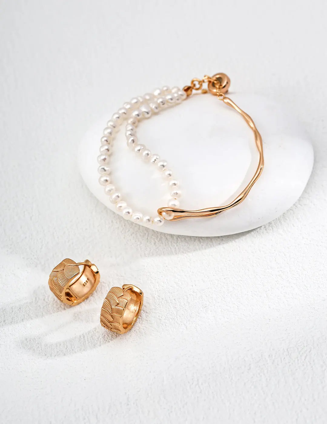 Freshwater Pearl Wavy Bar Bracelet 925 Silver Adjustable Rose Gold Irregular Beauty Pearl