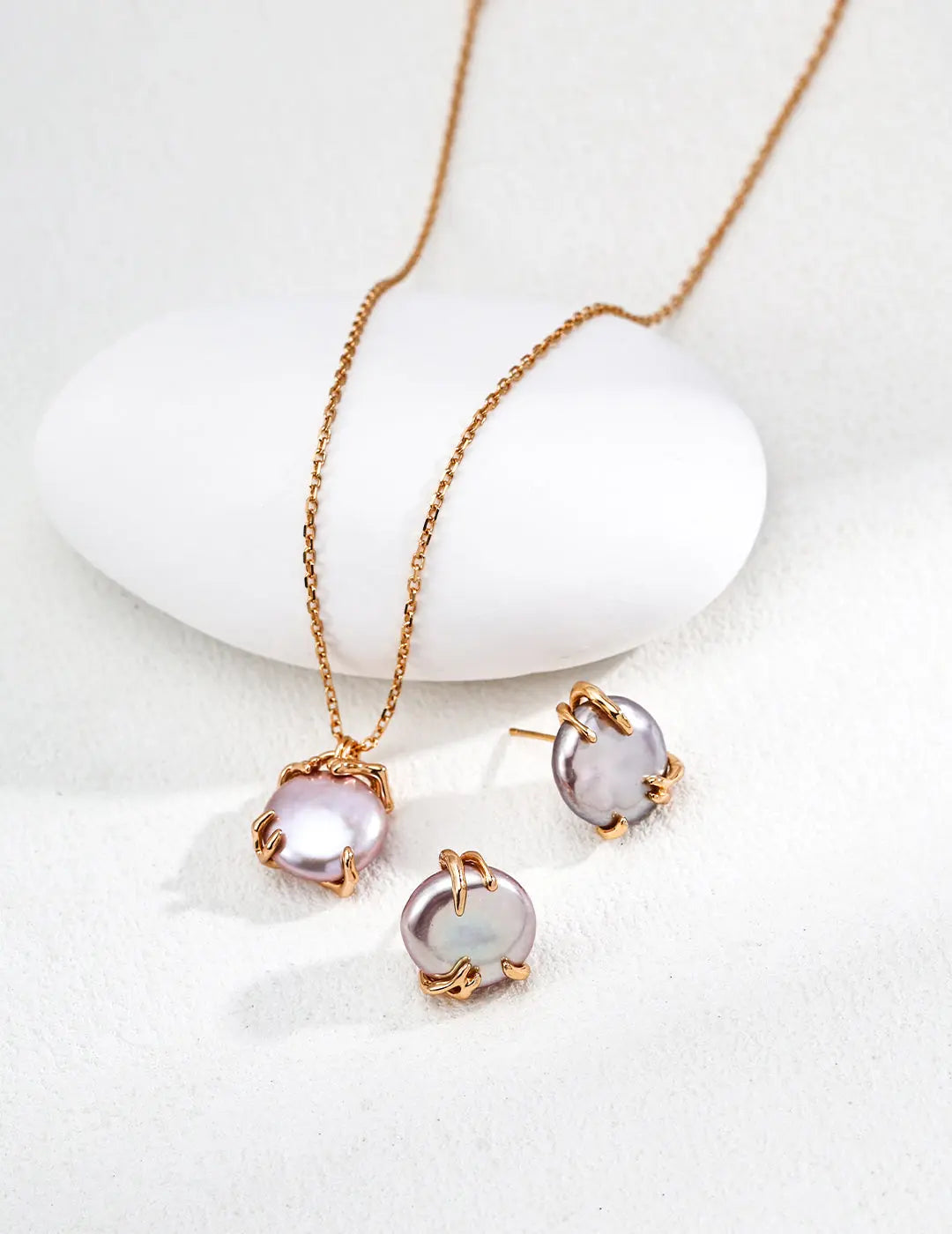 Freshwater Grey Pearl Claw Stud Earrings 925 Silver Rose Gold 1.5cm Irregular Beauty Pearl