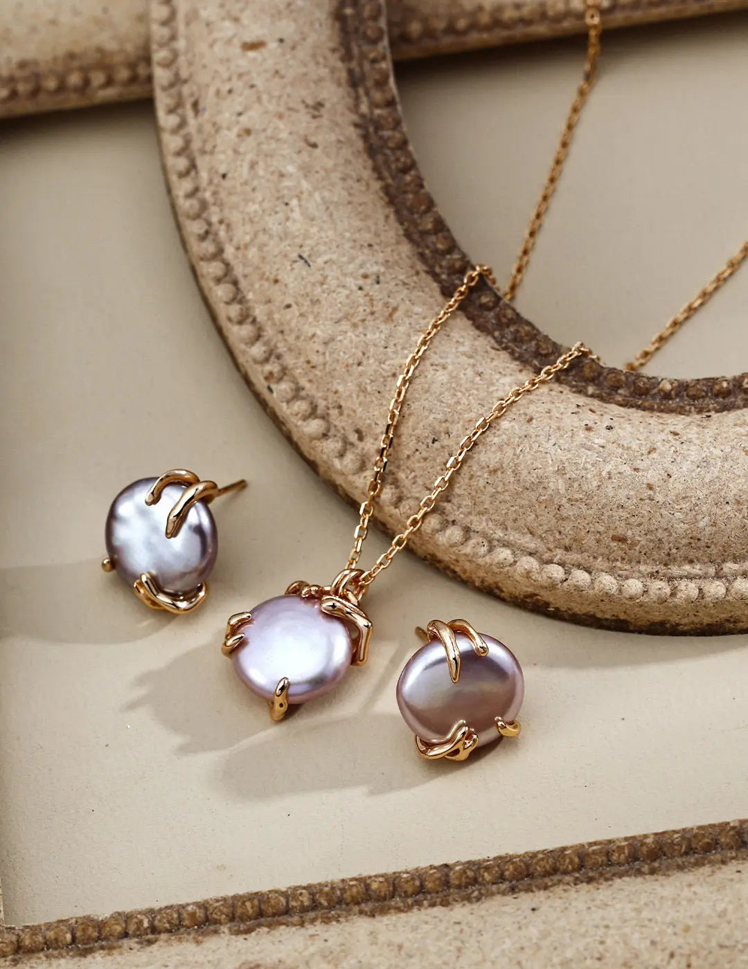 Freshwater Grey Pearl Claw Stud Earrings 925 Silver Rose Gold 1.5cm Irregular Beauty Pearl