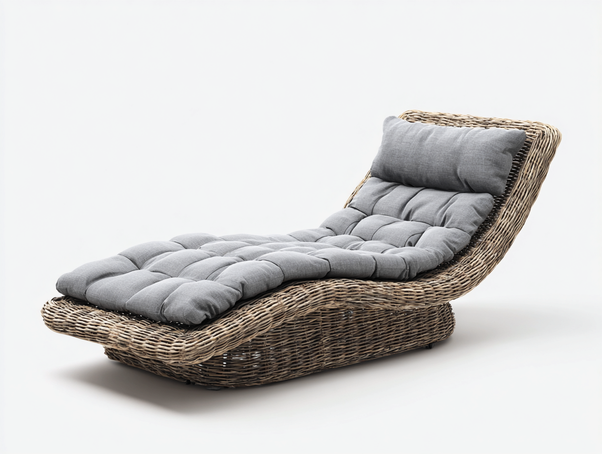 Tumbonas de jardín ratán sintético con cojín 190x70x75 cm - marrón-gris - diseño ergonómico reclinable-Zinarohome