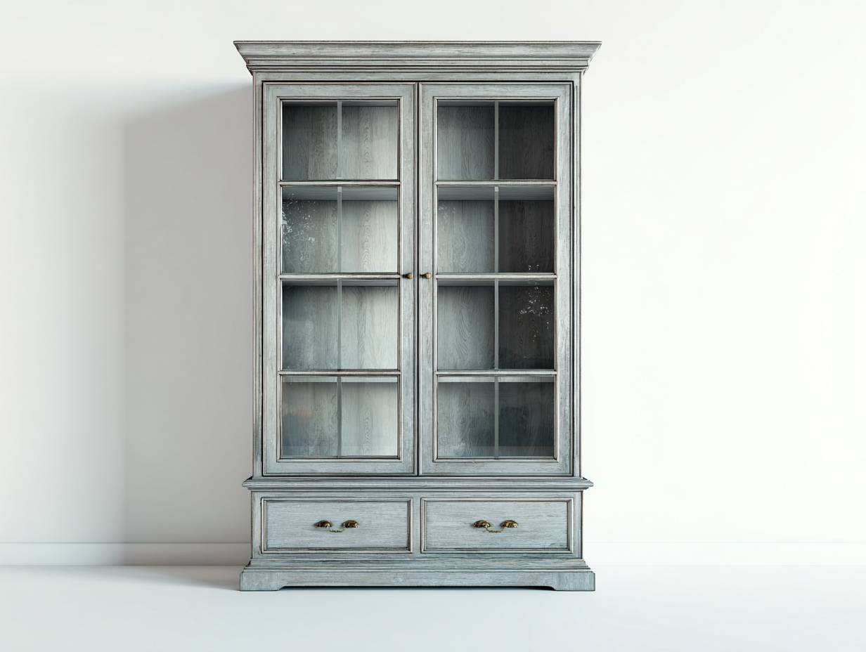 Vitrinas 100x45x190 cm gris - madera y vidrio - diseño clásico - para salón-Zinarohome