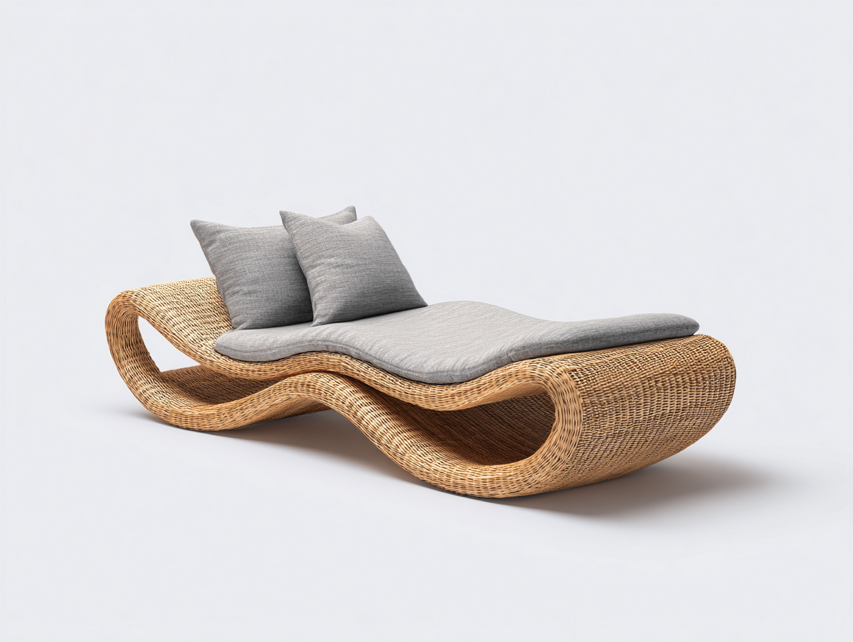 Tumbonas de exterior de ratán 180x70x65 cm - ratán - gris-marrón - diseño ondulado moderno-Zinarohome
