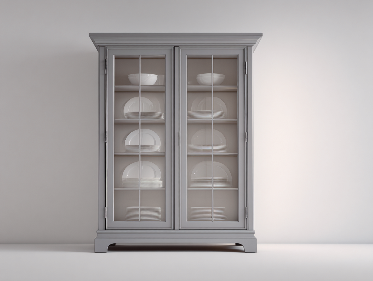Vitrinas madera MDF y vidrio 110x40x190 cm - gris claro - 2 puertas - diseño clásico elegante-Zinarohome
