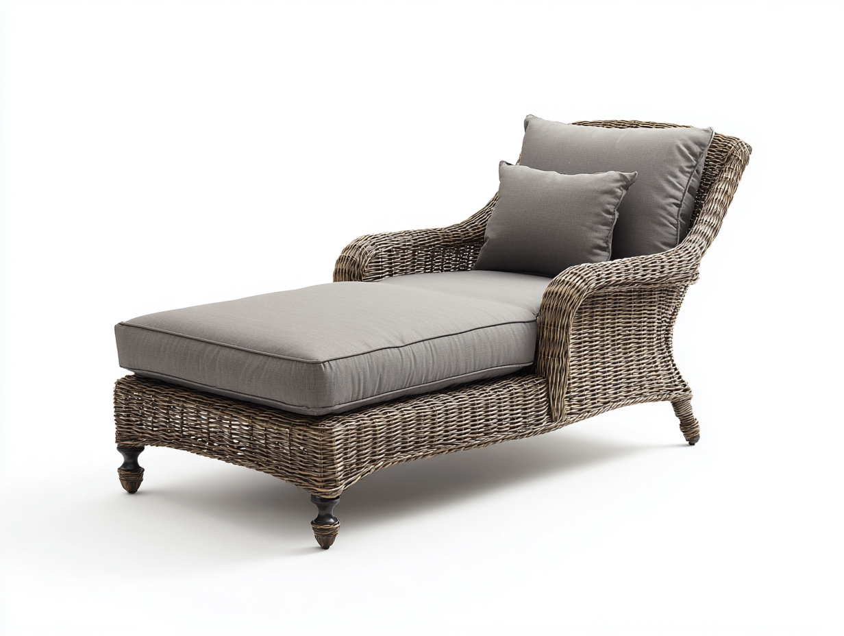 Tumbonas 160x65x85 cm natural-gris - ratán y madera - diseño clásico - para jardín-Zinarohome