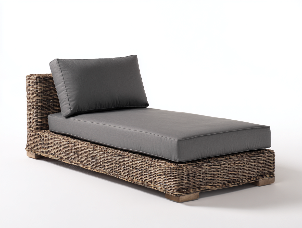 Tumbonas 180x70x30 cm natural-gris - ratán y madera - diseño moderno - para jardín-Zinarohome