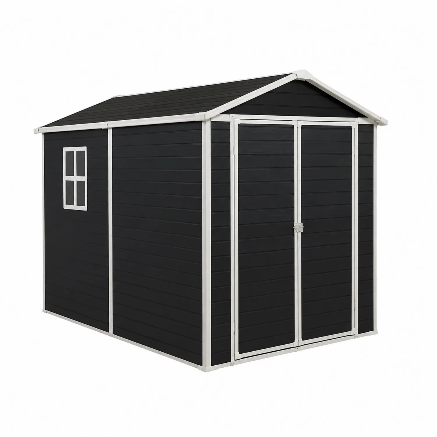 Abri de jardin en résine noire avec portes doubles