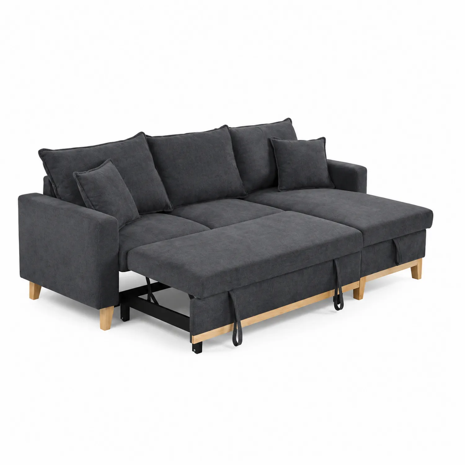 Canapé en tissu avec méridienne et fonction convertible 220x150x90cm