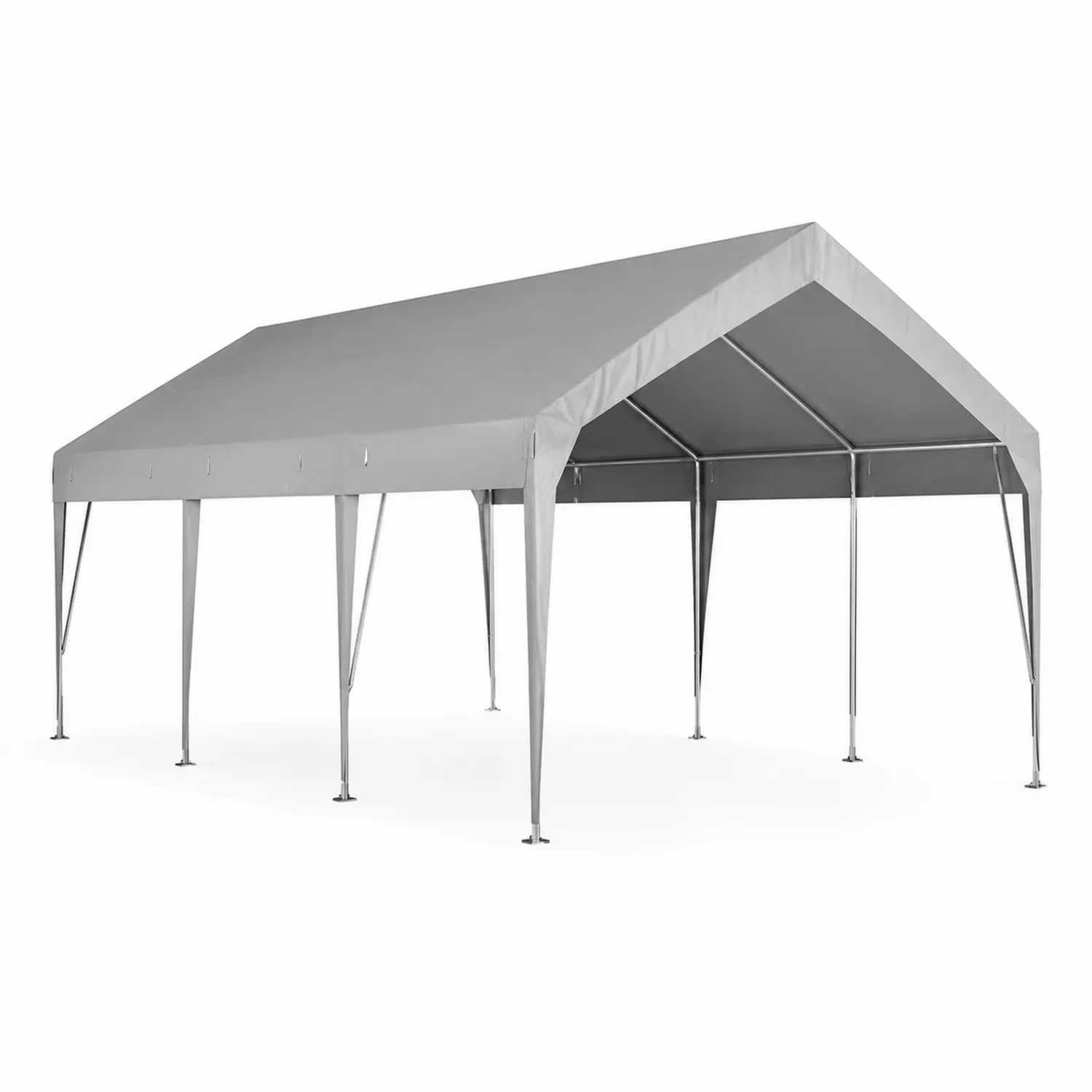 Abri de voiture en métal avec toile en polyester Gris 600x300x280 cm