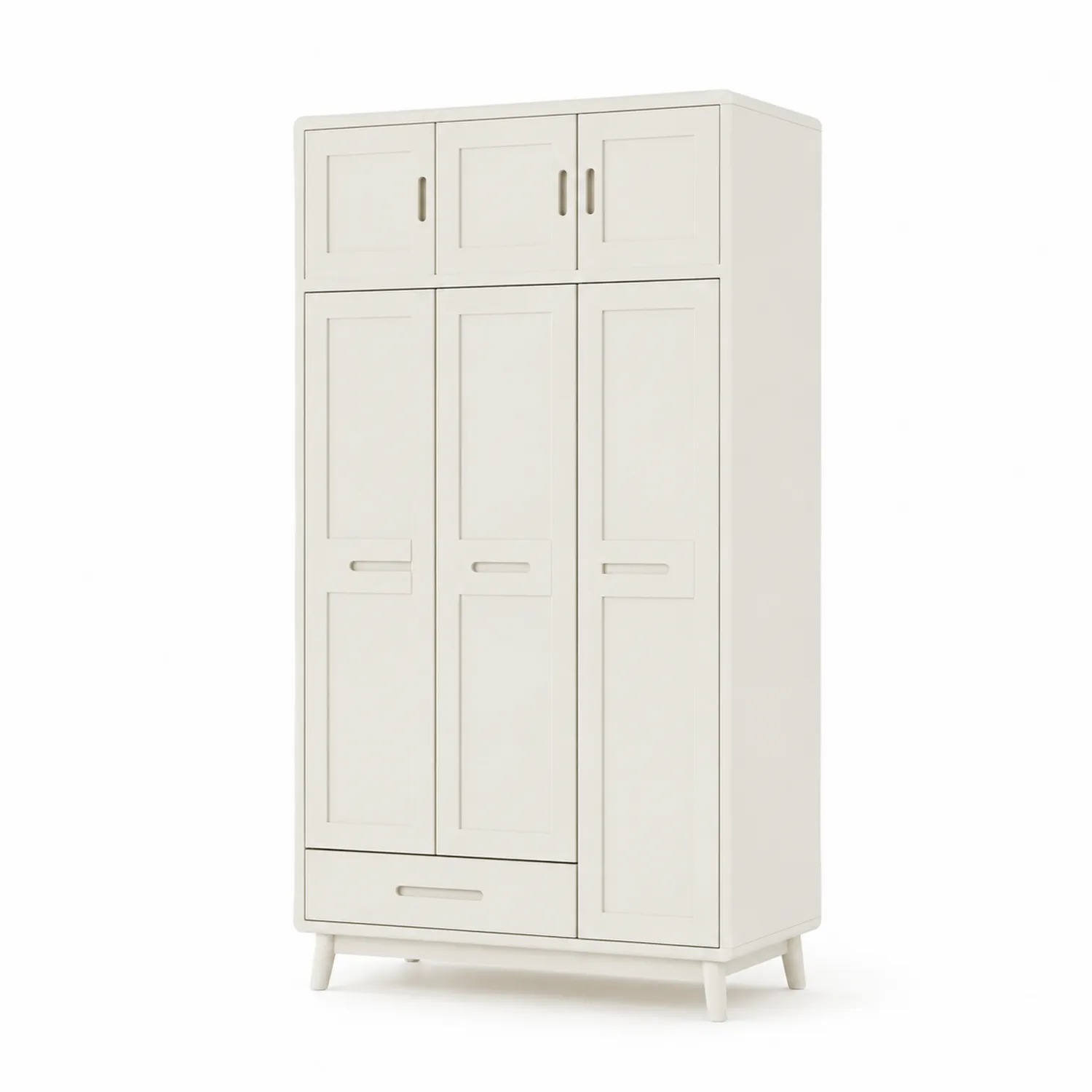 Armoire en Bois Blanc avec 5 Portes et 1 Tiroir