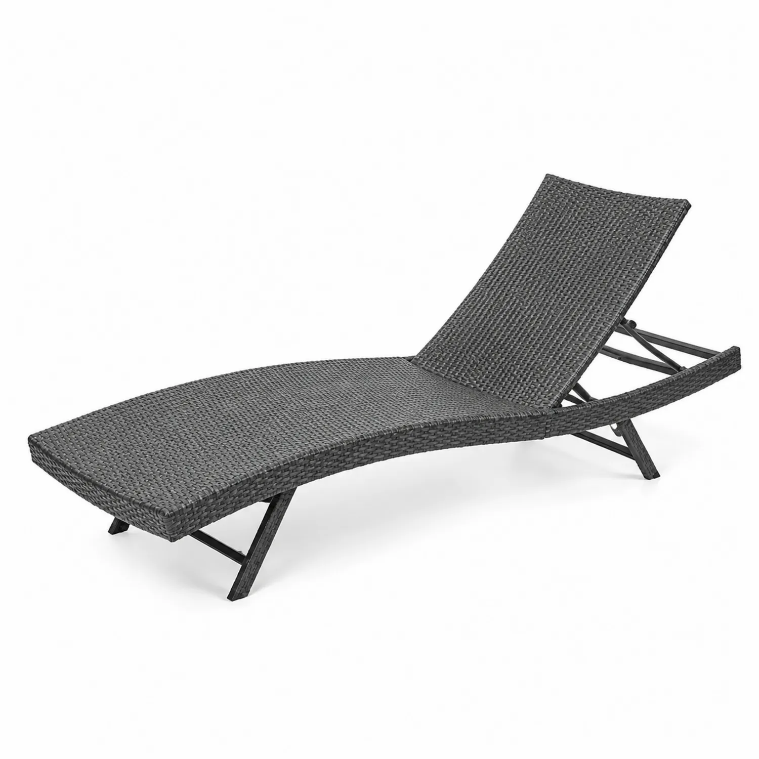 Chaise longue en résine tressée réglable grise
