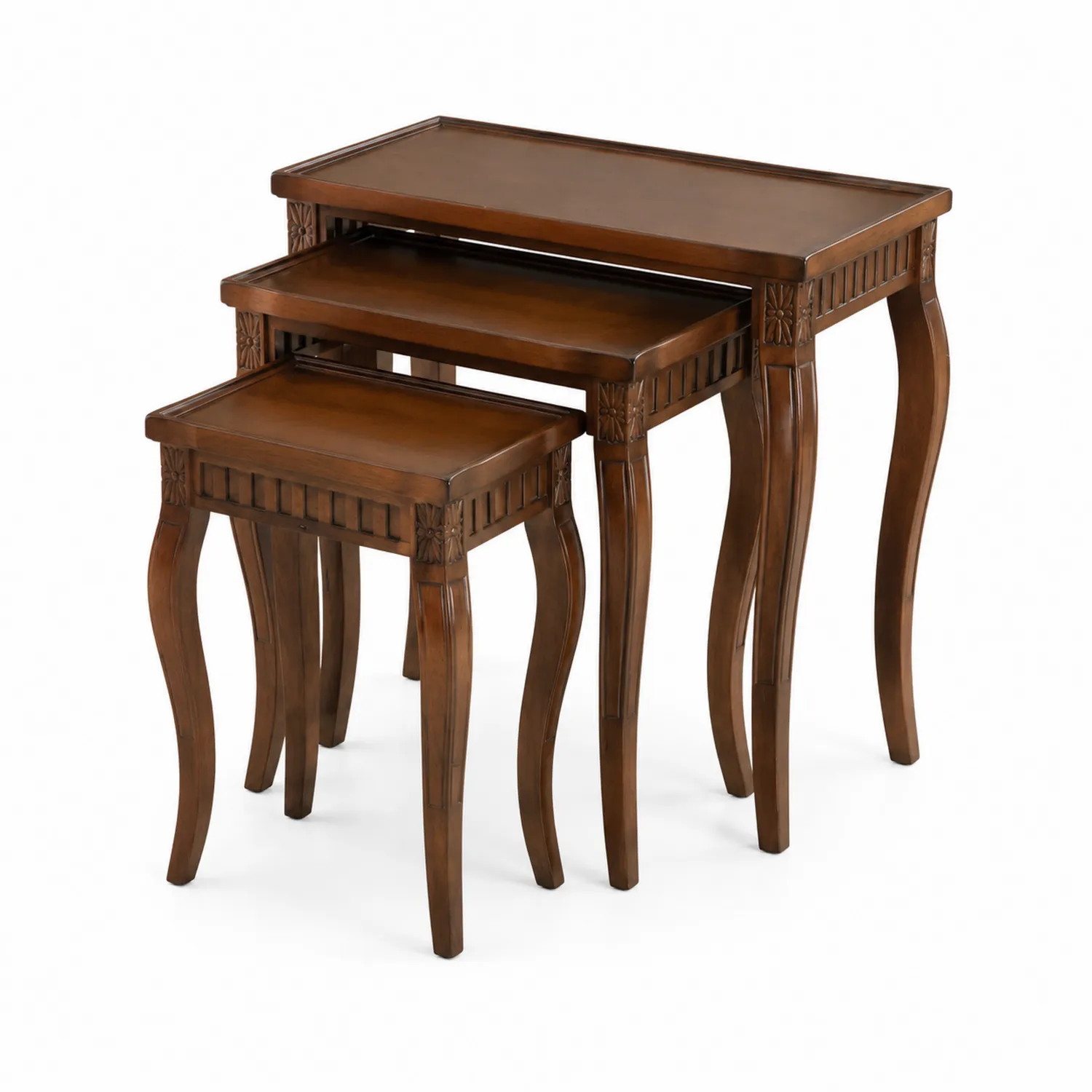 Ensemble de tables gigognes en bois brun