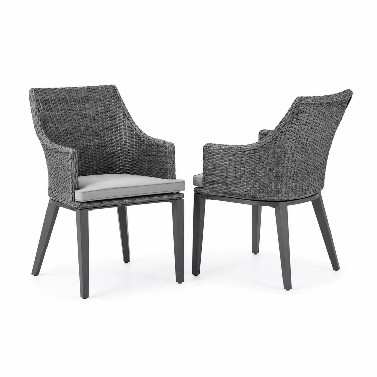 Ensemble de Chaises en Résine Tressée Gris avec Structure en Aluminium