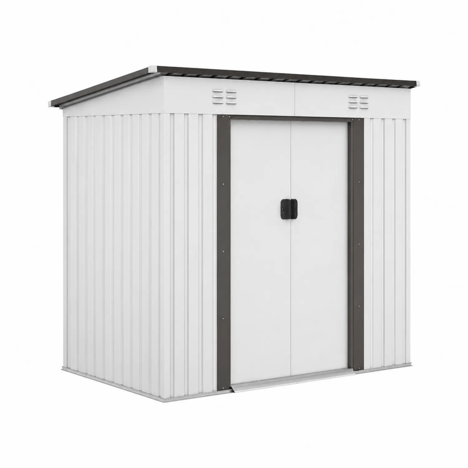 Abri de rangement en métal peint blanc 213 cm x 130 cm x 173 cm