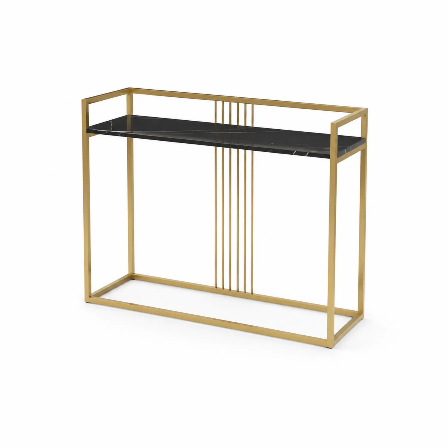 Console en marbre et métal doré avec plateau noir