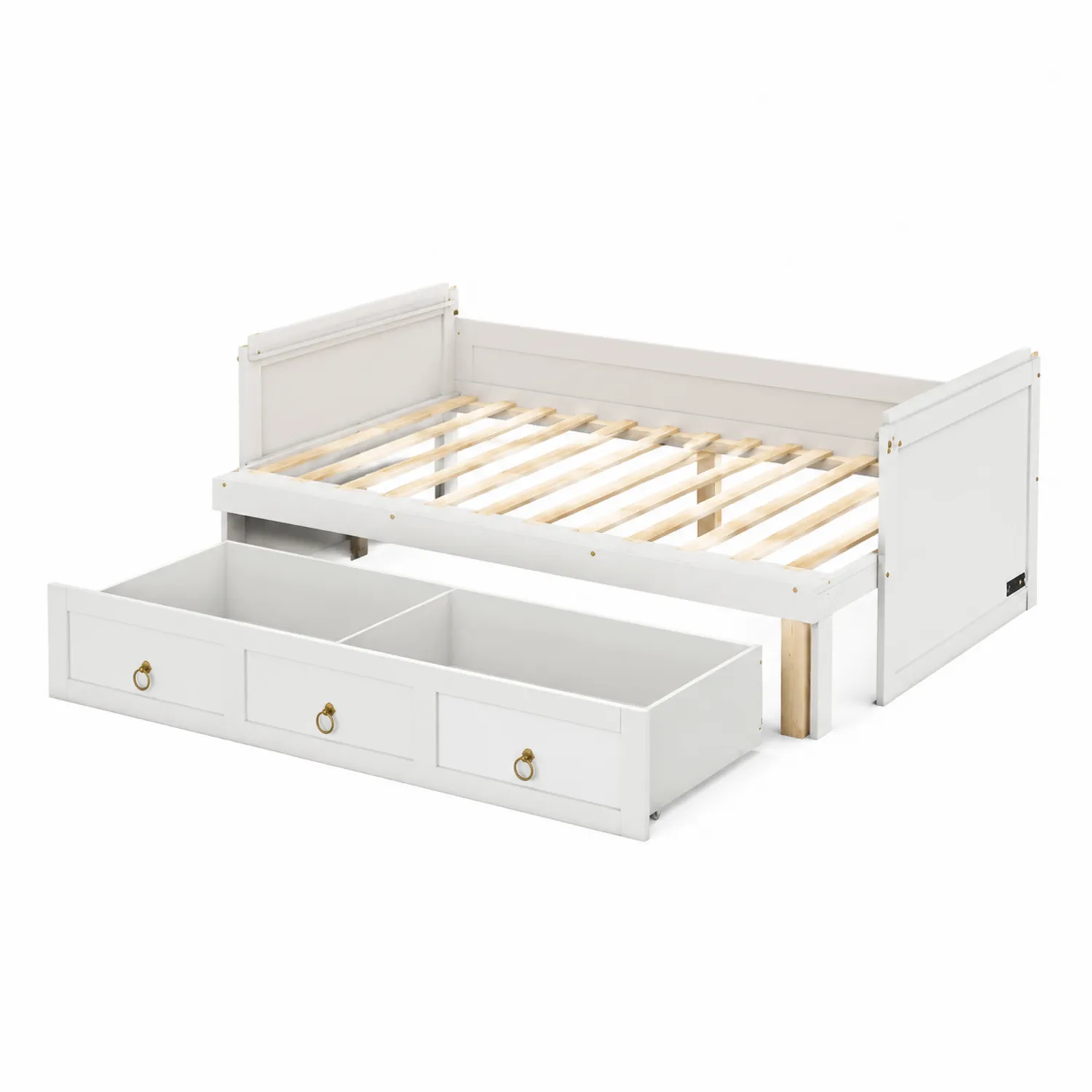 Lit en bois avec tiroirs de rangement Blanc 200x90 cm