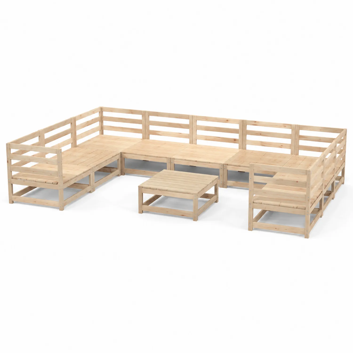 Ensemble de salon de jardin en bois de pin