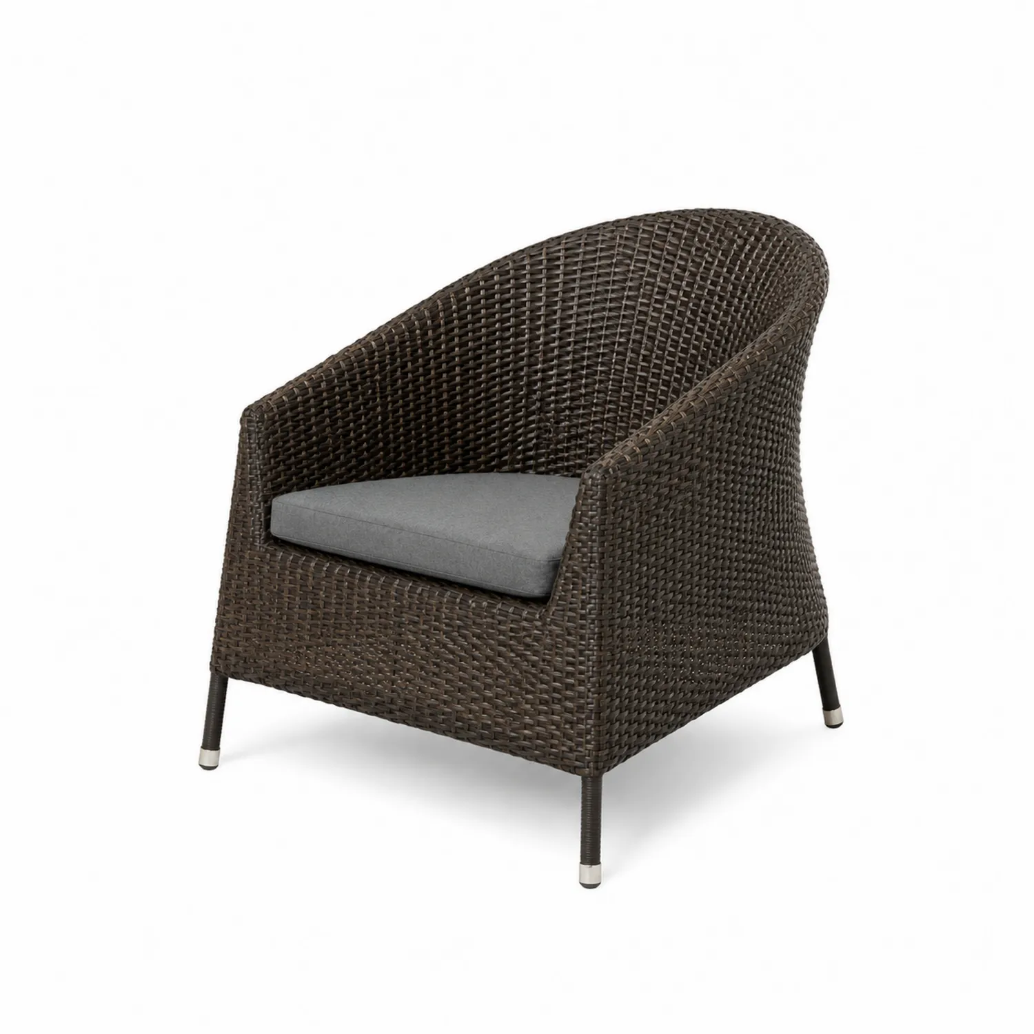 Fauteuil en Résine Tressée avec Coussin en Polyester