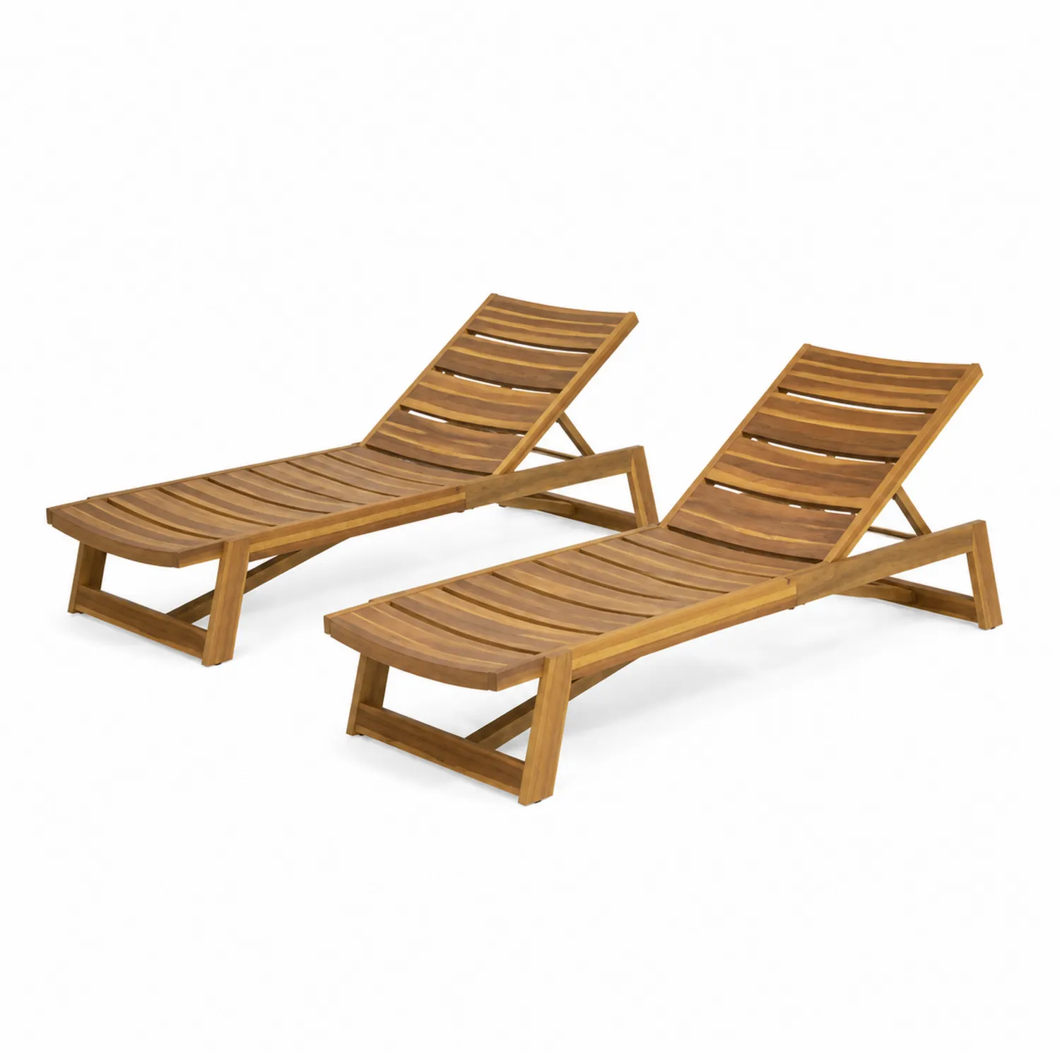 Lot de 2 bains de soleil en bois d'acacia