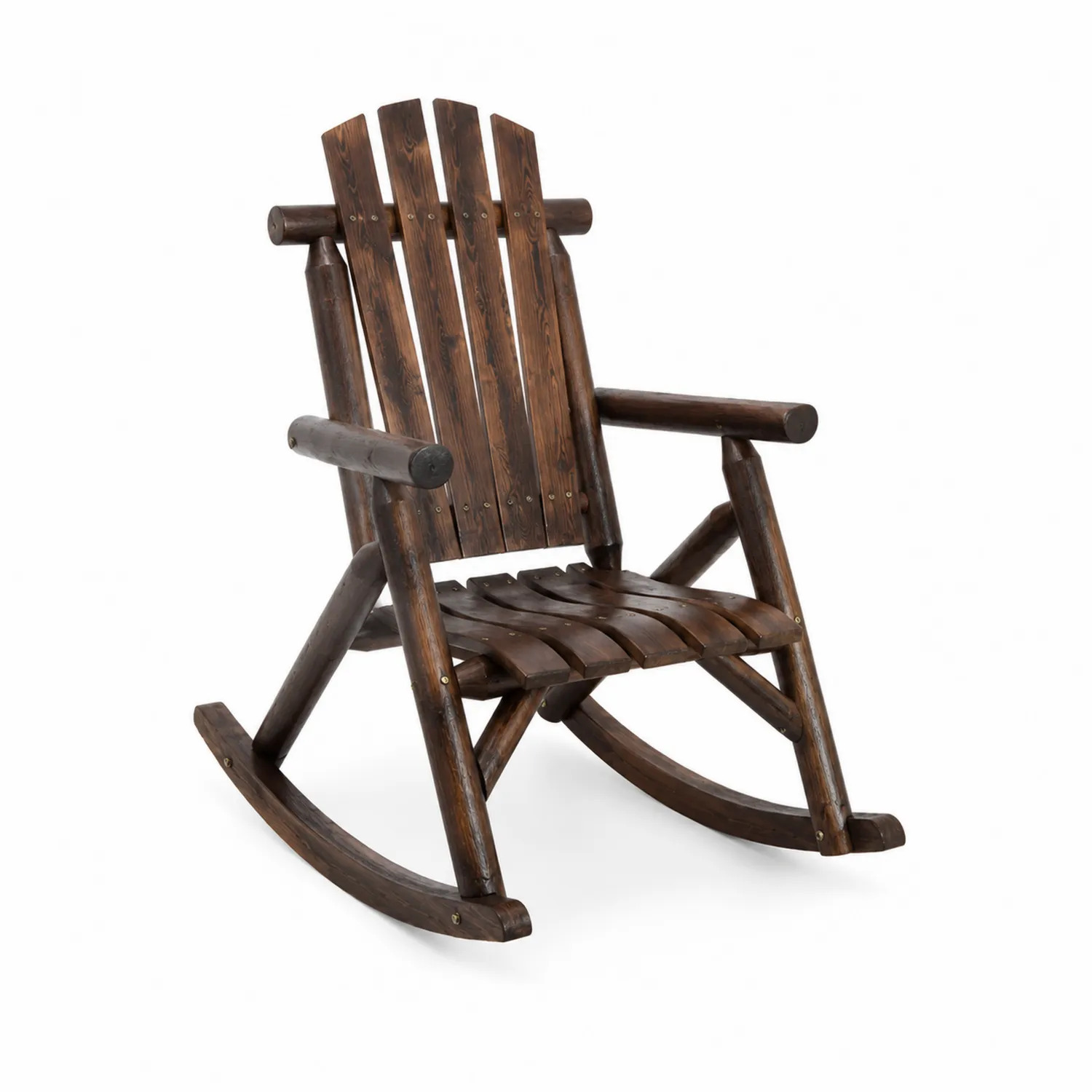 Chaise à bascule en bois de pin Marron