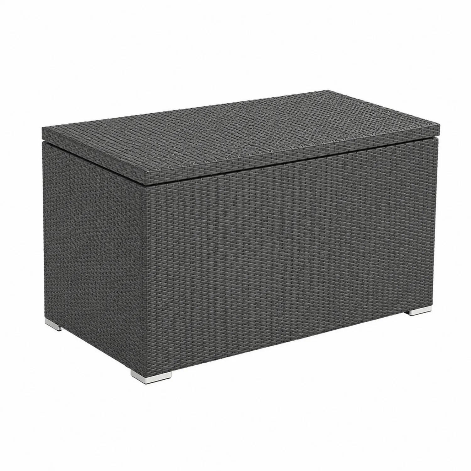 Coffre de Rangement Rectangulaire en Résine Tressée Polypropylène Gris