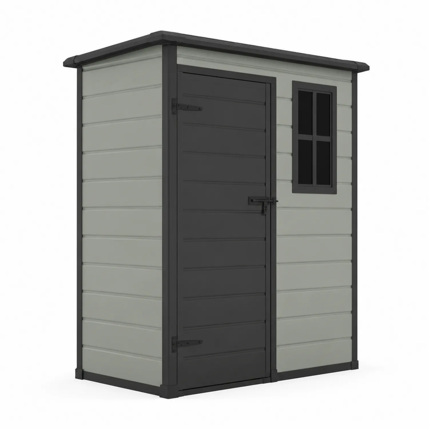 Abri de jardin en plastique Gris et Noir avec porte battante