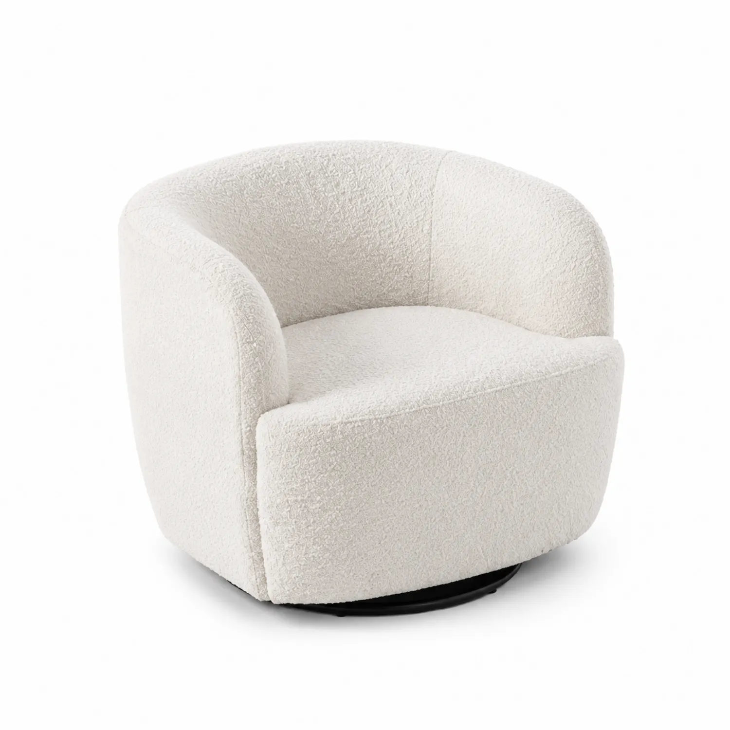 Fauteuil rond pivotant en tissu bouclé