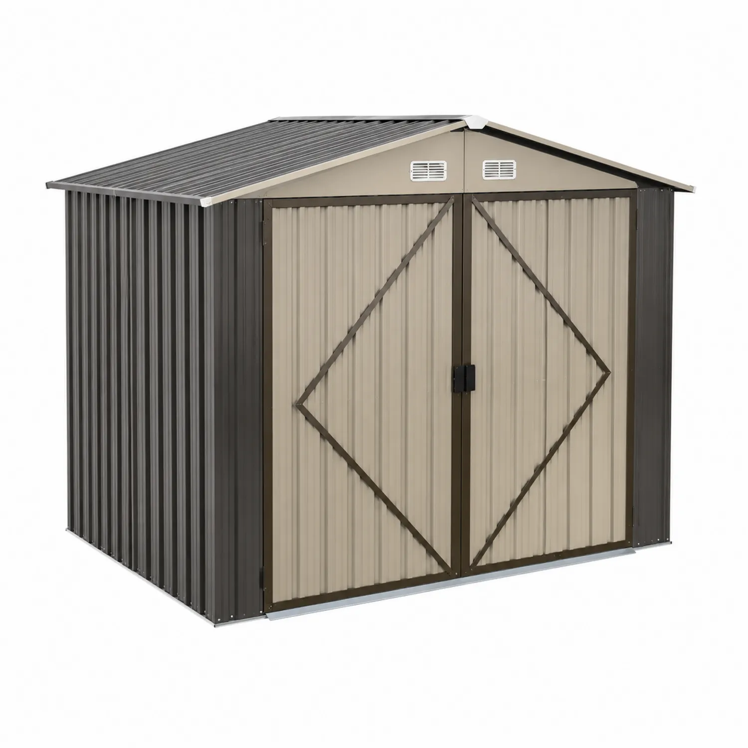 Abri de jardin en métal à double porte Brune/Grise 257x205x177 cm