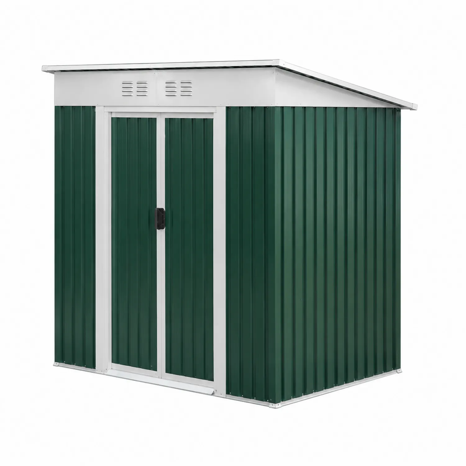 Abri de jardin en métal vert avec toit incliné 195x130x186 cm